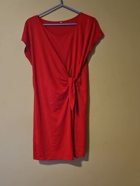 Red Tie-Front Women's Dress